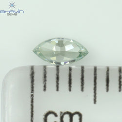 0.36 CT マーキス シェイプ ナチュラル ダイヤモンド グリーンがかったブルー カラー SI1 クラリティ (6.85 MM)