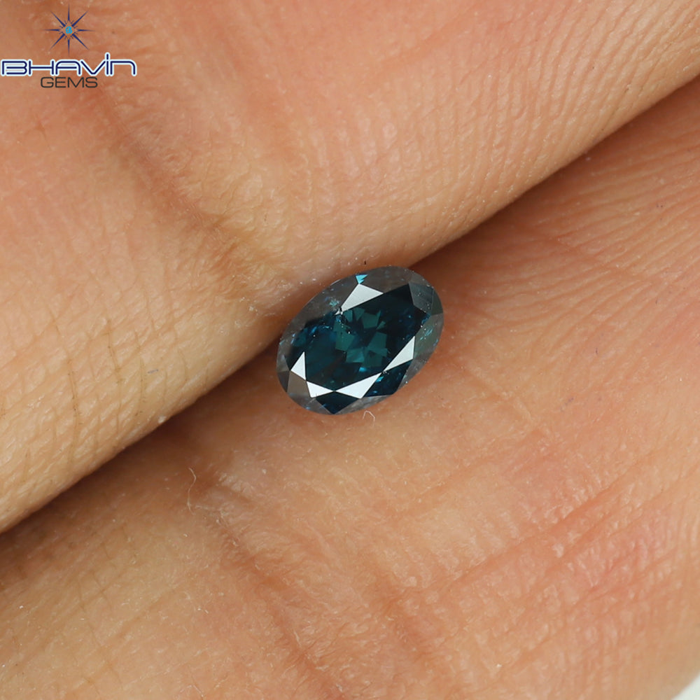 0.19 CT Oval Shape Natural Diamond Blue Color SI1 Clarity (4.26 MM)