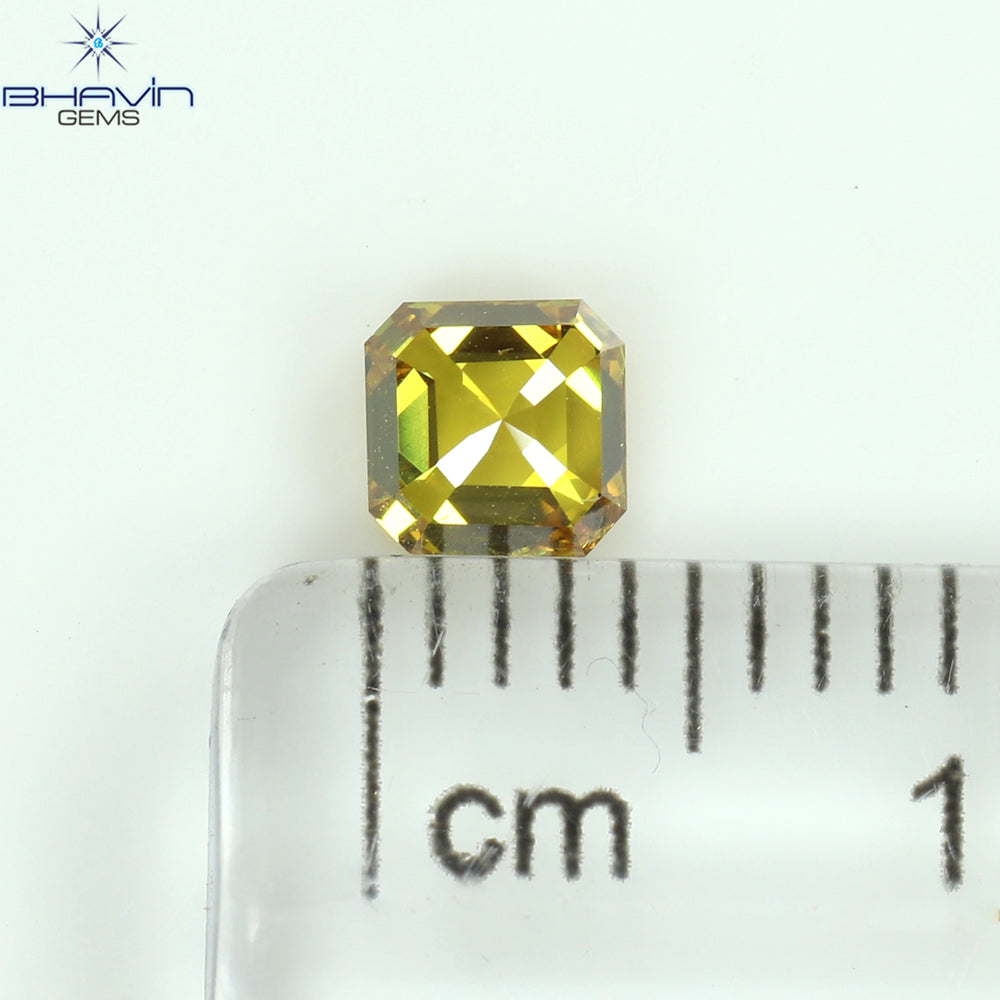 0.45 CT Asscher Shape Natural Diamond Orange Color SI1 Clarity (4.08 MM)