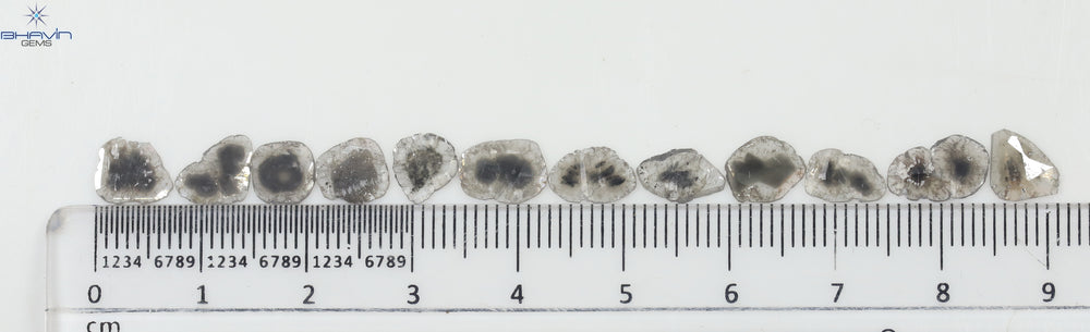 4.46 CT/12 Pcs Slice Shape Natural Diamond Salt And Pepper Color I3 Clarity (9.90 MM)