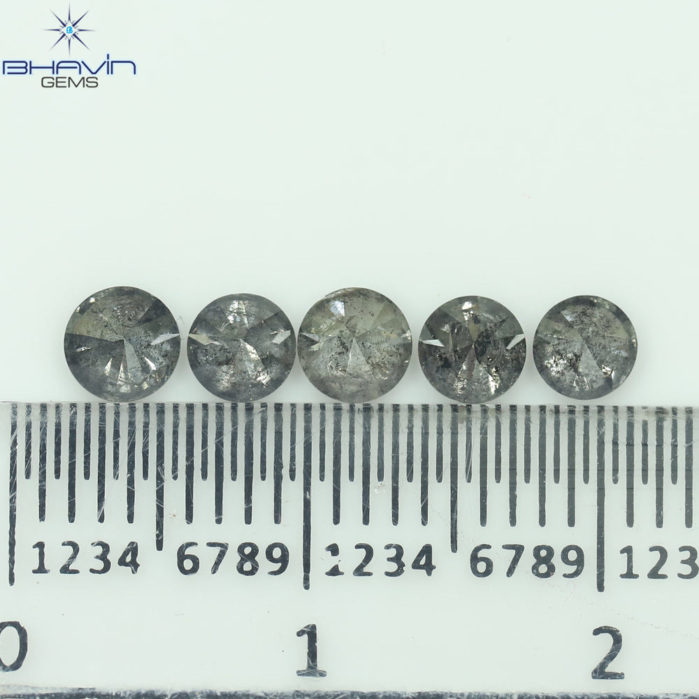1.14 CT/5 Pcs Round Shape Natural Loose Diamond Salt And pepper Color I3 Clarity (3.93 MM)