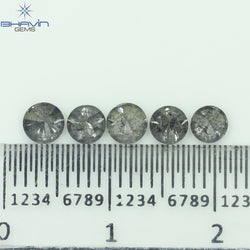 1.14 CT/5 Pcs Round Shape Natural Loose Diamond Salt And pepper Color I3 Clarity (3.93 MM)