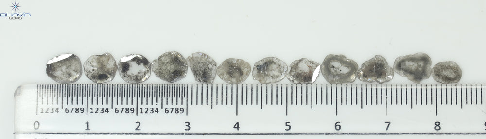 4.32 CT/12 Pcs Slice Shape Natural Diamond Salt And Pepper Color I3 Clarity (7.74 MM)