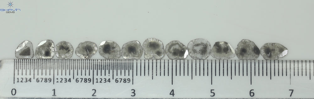 2.46 CT/12 Pcs Slice Shape Natural Diamond Salt And Pepper Color I3 Clarity (7.09 MM)