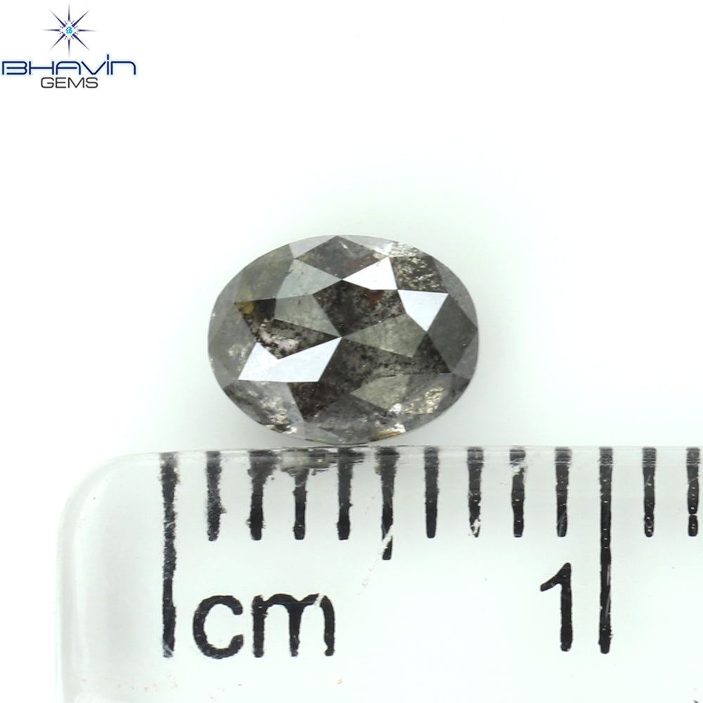 0.88 CT Oval Shape Natural Diamond Salt And Pepper Color I3 Clarity (6.28 MM)