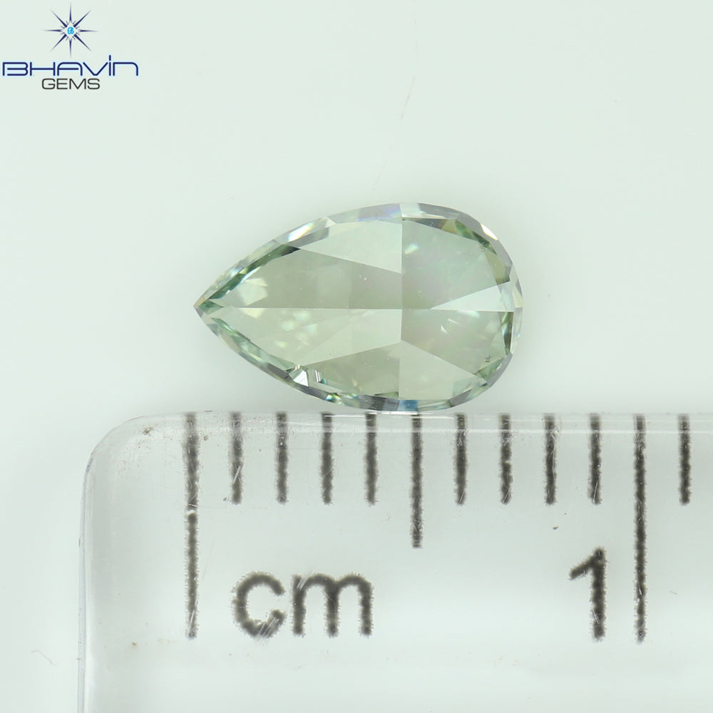 0.75 CT Pear Shape Natural Diamond Bluish Green Color VS2 Clarity (7.30 MM)