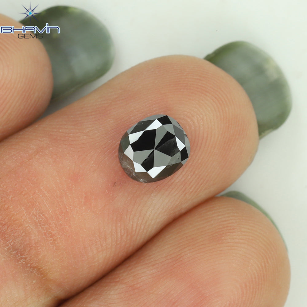 0.77 CT Oval Shape Natural Diamond Black Color I3 Clarity (5.95 MM)