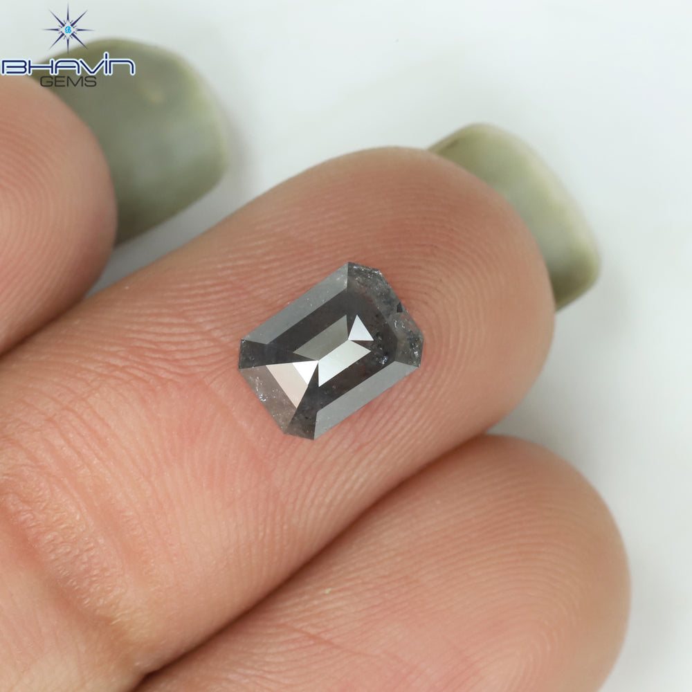 1.00 CT アッシャー シェイプ ナチュラル ダイヤモンド ソルト アンド ペッパー カラー I3 クラリティ (5.72 MM)