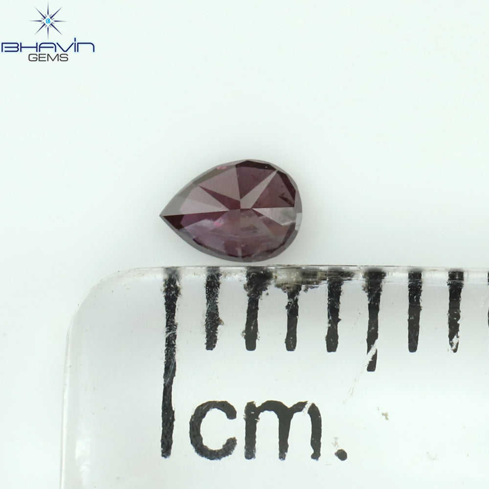 0.09 CT Pear Shape Natural Diamond Enhanced Pink Color SI2 Clarity (3.60 MM)