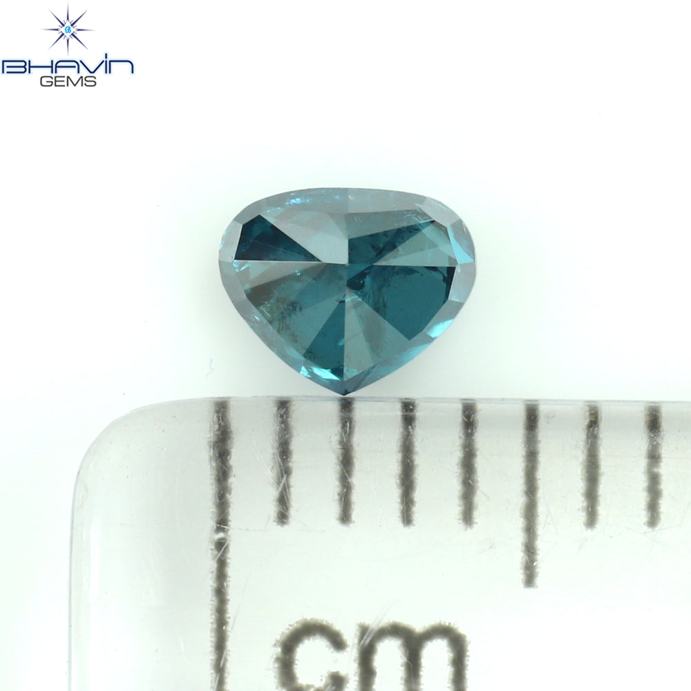 0.27 CT Heart Shape Natural Diamond Enhanced Blue Color I3 Clarity (4.15 MM)