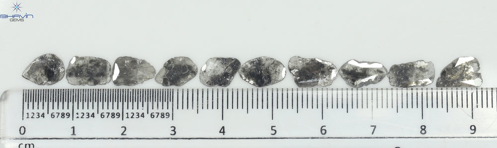 5.60 CT/10 Pcs Slice Diamond Salt And Pepper Color Clarity I3 (10.17 MM)