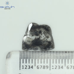 1.29 CT Slice Shape Natural Diamond Salt And Pepper Color I3 Clarity (10.78 MM)