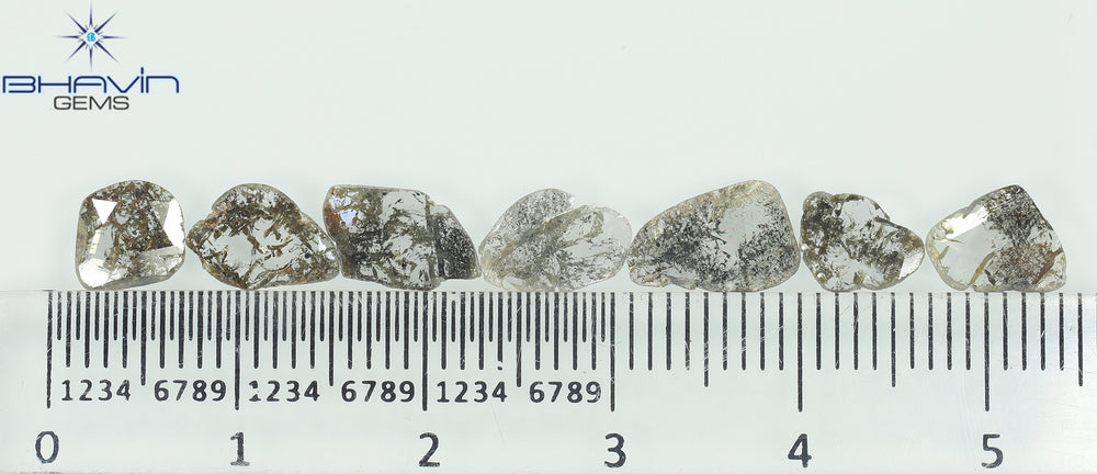 2.23 CT/7 Pcs Slice Shape Natural Diamond Salt And Pepper Color I3 Clarity (9.06 MM)