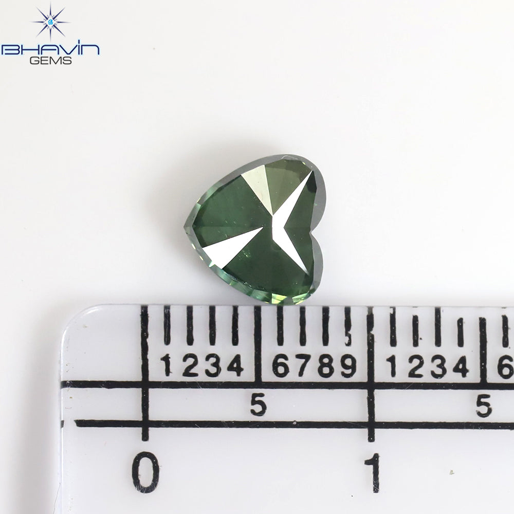 1.12 CT Heart Shape Natural Diamond Green Color SI1 Clarity (6.26 MM)