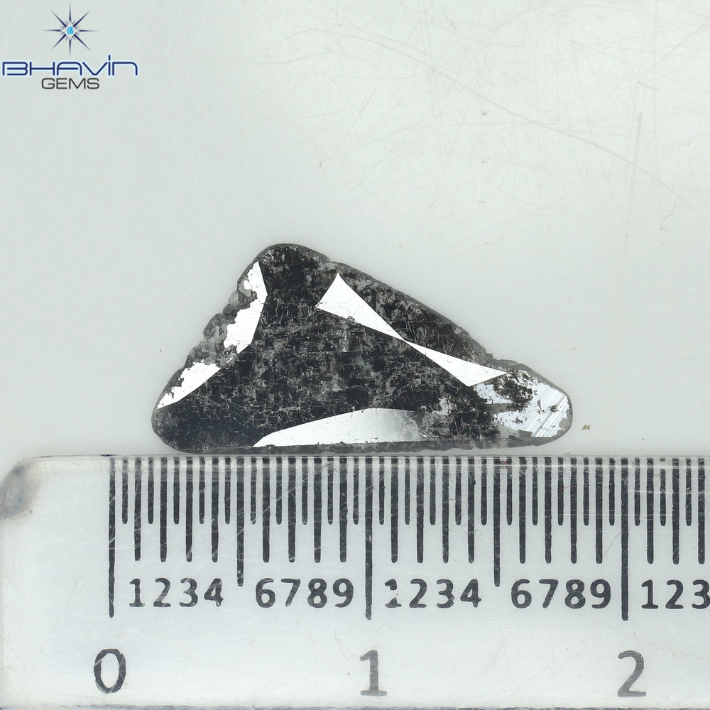 0.93 CT Slice Shape Natural Diamond Salt And Pepper Color I3 Clarity (14.60 MM)