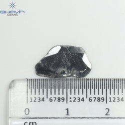 1.34 CT Slice Shape Natural Diamond Salt And Pepper Color I3 Clarity (14.50 MM)