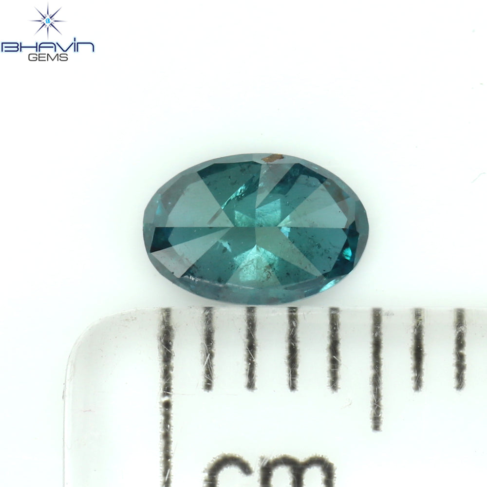 0.30 CT Oval Shape Natural Diamond Blue Color I1 Clarity (5.92 MM)