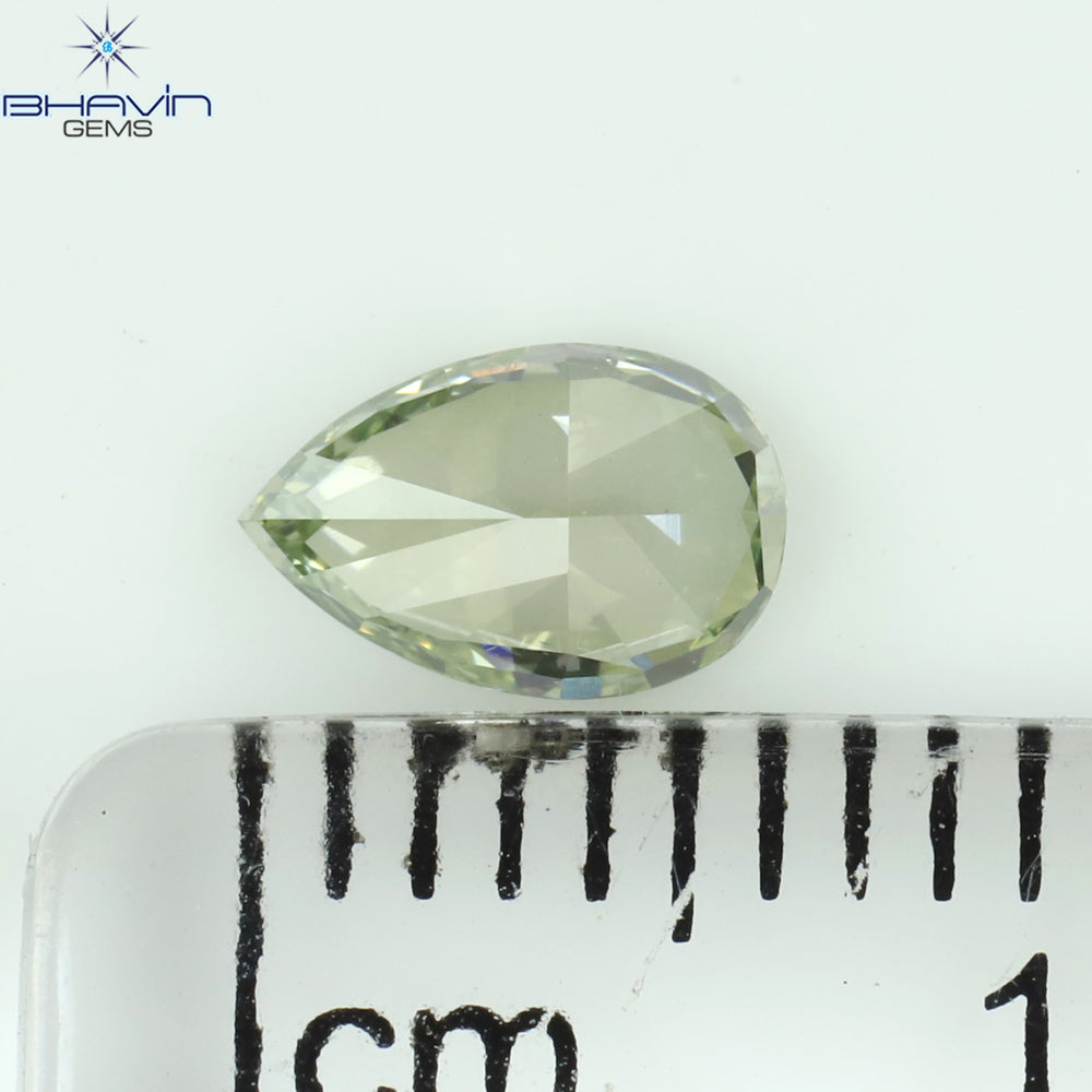 0.53 CT Pear Shape Natural Diamond Green Color VS2 Clarity (6.41 MM)