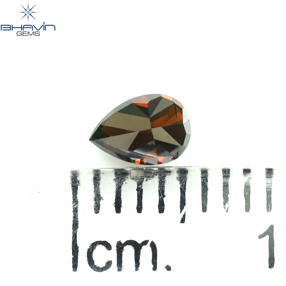 0.29 CT Pear Shape Natural Diamond Enhanced Cognac Color SI1 Clarity (4.76 MM)