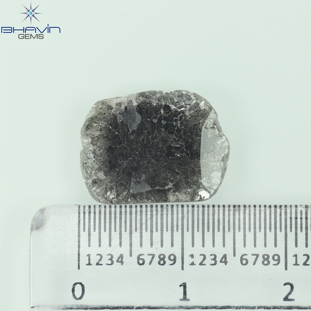 3.00 CT Slice Shape Natural Diamond Salt And Pepper Color I3 Clarity (13.65 MM)