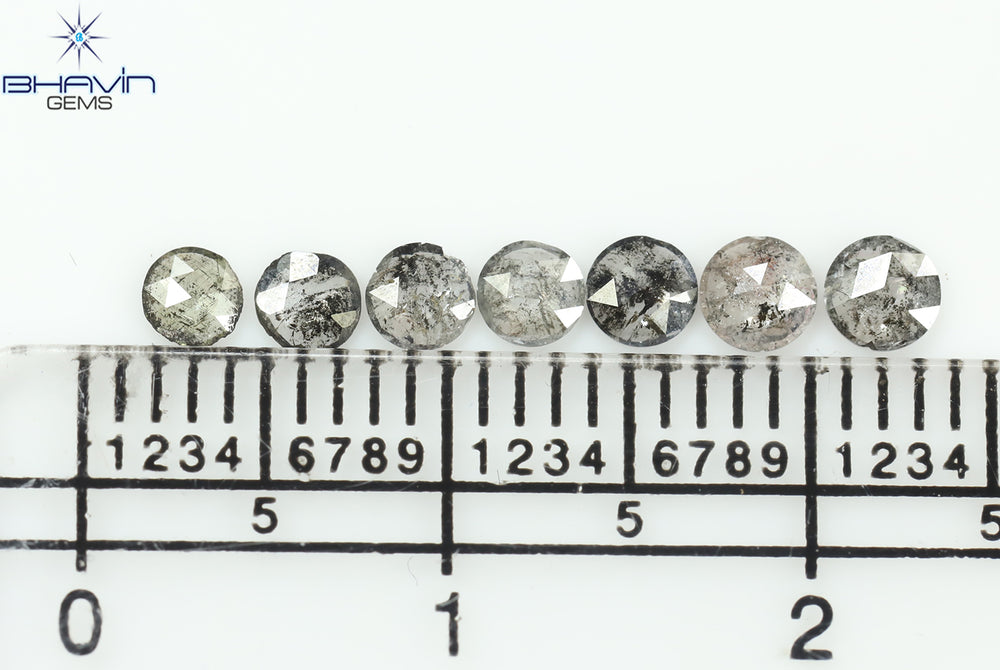 0.55 CT/7 Pcs Round Rose Cut Shape Natural Loose Diamond Salt And Pepper Color I3 Clarity (3.26 MM)