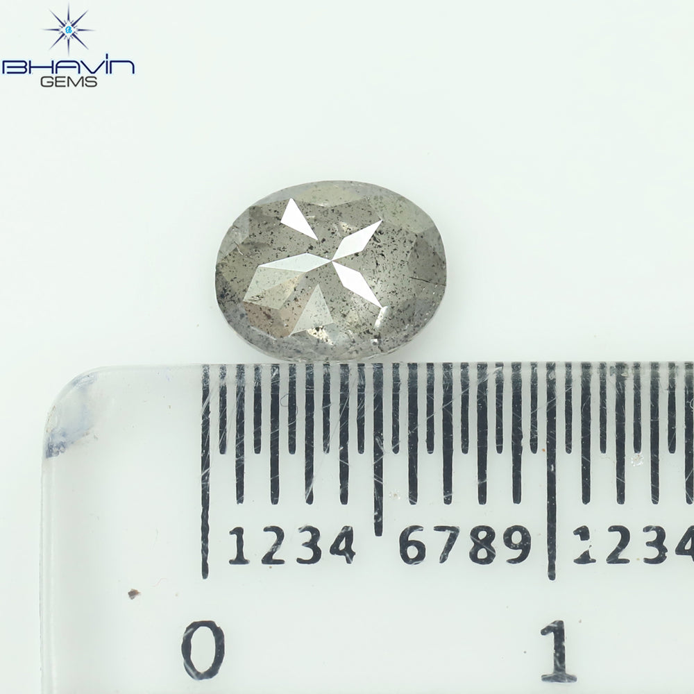 0.78 CT Oval Shape Natural Diamond  Salt And Pepper Color I3 Clarity (6.70 MM)