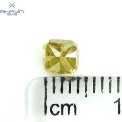 0.61 CT Cushion Shape Natural Diamond Yellow Green Color I2 Clarity (4.58 MM)