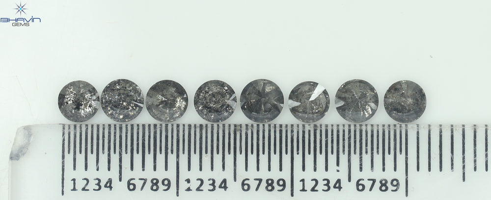 1.84 CT/8 Pcs Round Shape Natural Loose Diamond Salt And pepper Color I3 Clarity (3.82 MM)