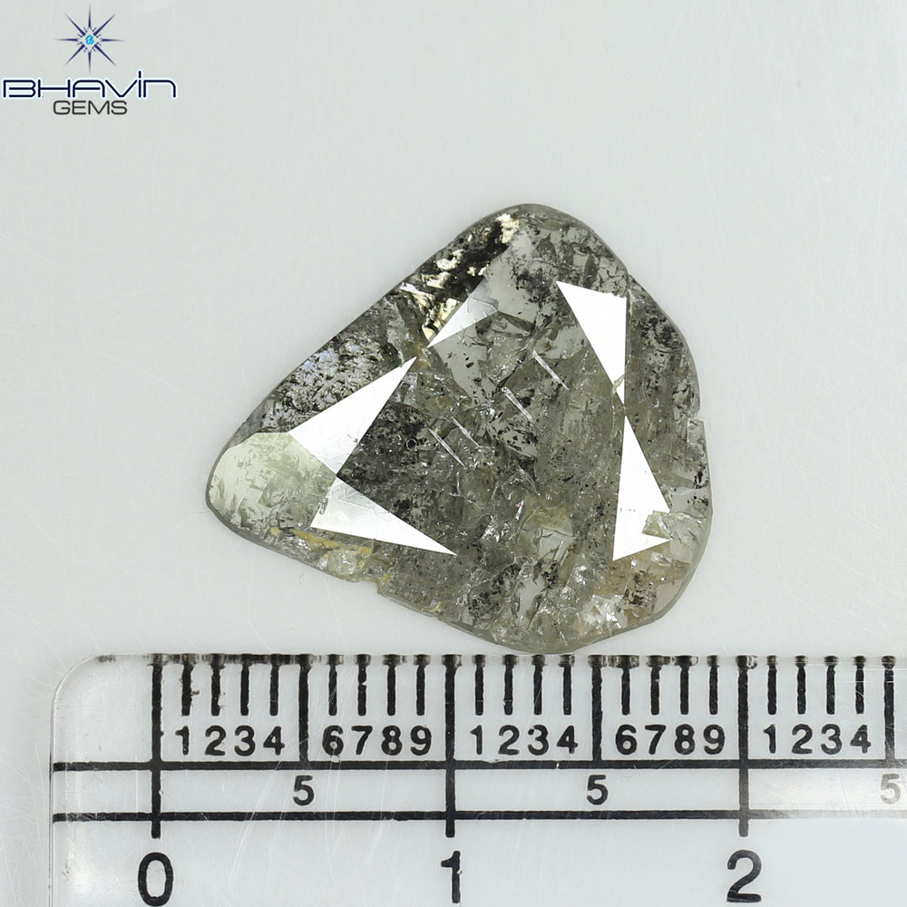 3.23 CT Pear Slice Shape Natural Diamond Salt And Pepper Color I3 Clarity (16.28 MM)