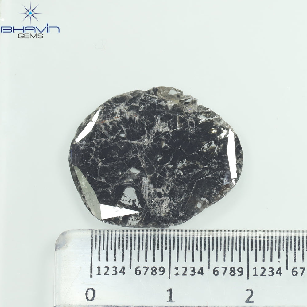 6.38 CT Slice Shape Natural Diamond Salt And Pepper Color I3 Clarity (22.00 MM)