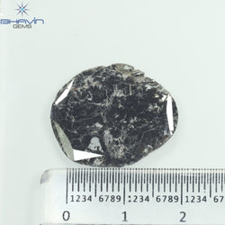 6.38 CT Slice Shape Natural Diamond Salt And Pepper Color I3 Clarity (22.00 MM)