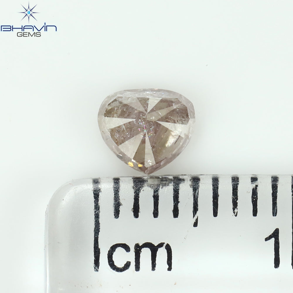 0.53 CT Heart Shape Natural Diamond Pink Color I3 Clarity (4.95 MM)
