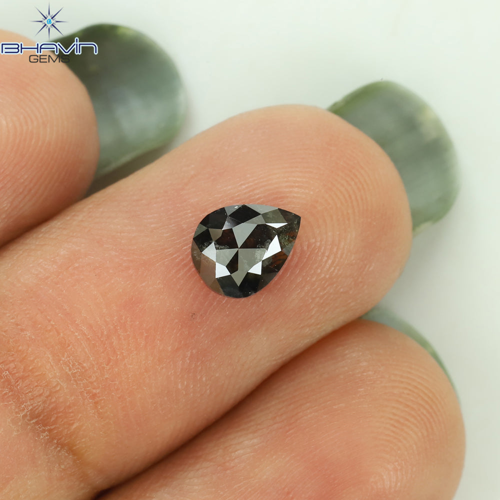 0.61 CT Pear Shape Natural Diamond Black Color Opaque Clarity (6.20 MM)