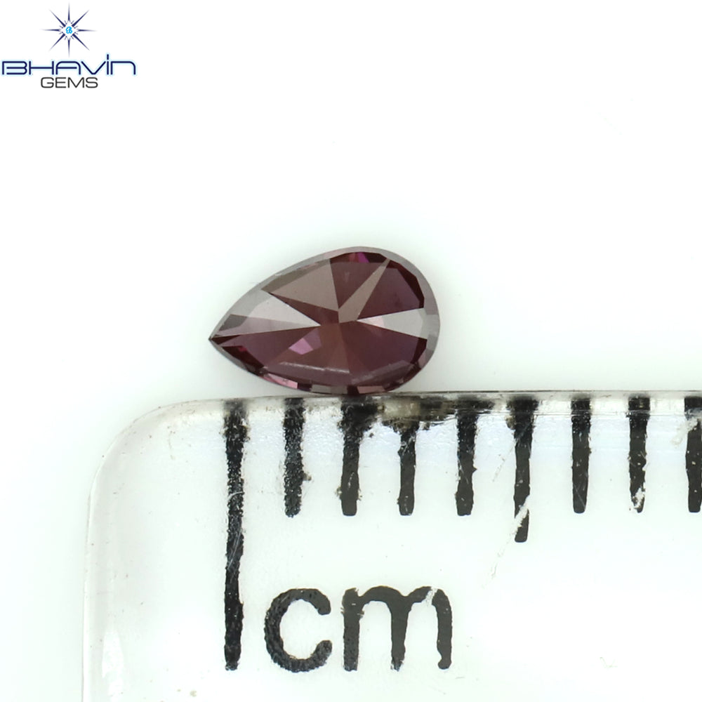 0.12 CT Pear Shape Natural Diamond Enhanced Pink Color VS2 Clarity (4.10 MM)