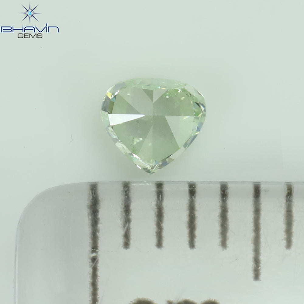 0.14 CT Heart Shape Natural Diamond Greenish Yellow Color SI2 Clarity (3.97 MM)