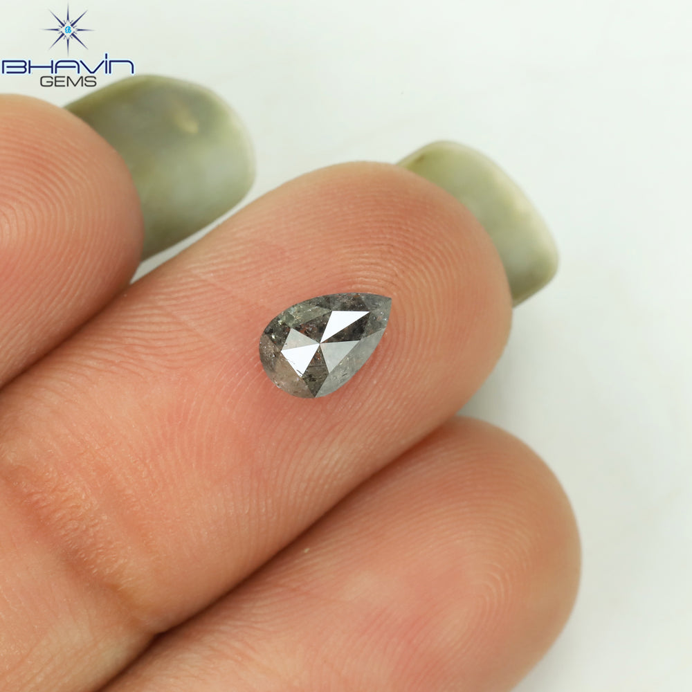 0.58 CT Pear Shape Natural Loose Diamond Salt And Pepper Color I3 Clarity (6.53 MM)