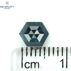 1.02 CT Hexagon Shape Natural Diamond Blue Color I3 Clarity (6.82 MM)