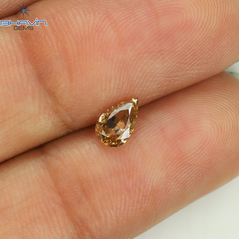 0.44 CT Pear Shape Natural Diamond Brown Color SI1 Clarity (6.15 MM)
