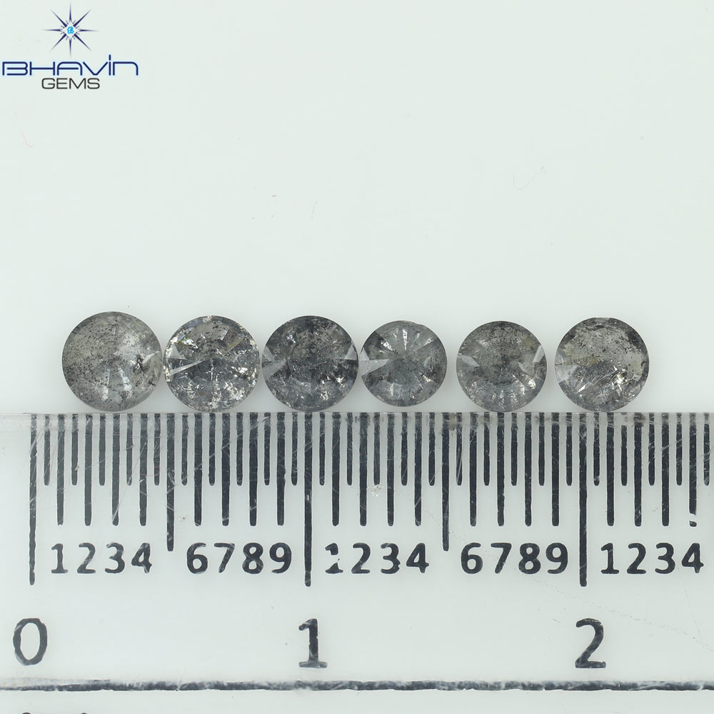 1.05 CT/6 Pcs Round Shape Natural Loose Diamond Salt And pepper Color I3 Clarity (3.64 MM)