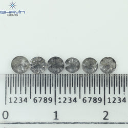 1.05 CT/6 Pcs Round Shape Natural Loose Diamond Salt And pepper Color I3 Clarity (3.64 MM)