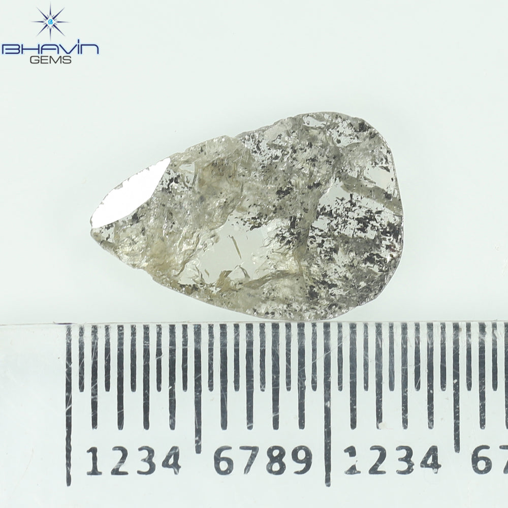 1.07 CT Slice Shape Natural Diamond Salt And Pepper Color I3 Clarity (12.15 MM)