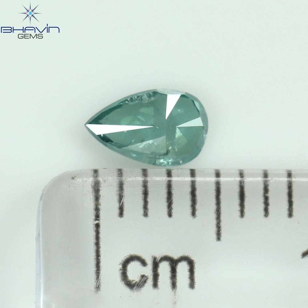0.21 CT Pear Shape Natural Diamond Blue Color I1 Clarity (5.10 MM)