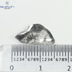 1.39 CT Slice Shape Natural Diamond Salt And Pepper Color I3 Clarity (13.50 MM)