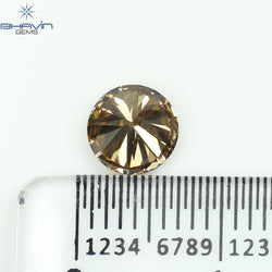 1.02 CT Round Shape Natural Diamond Brown Color SI Clarity (6.35 MM)