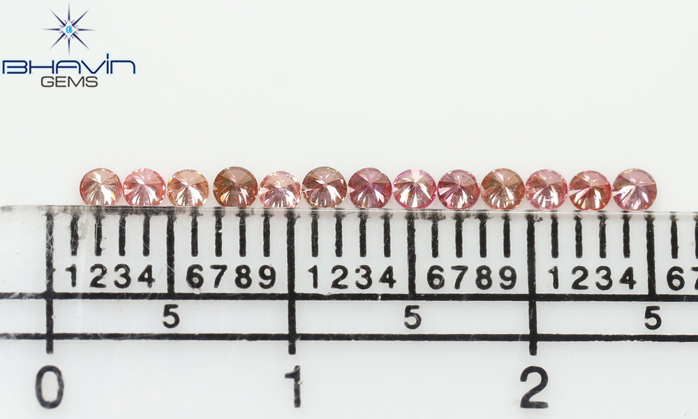 0.33 CT/13 ピース ラウンド シェイプ ナチュラル ルース ダイヤモンド ピンク カラー SI クラリティ (1.90 MM)