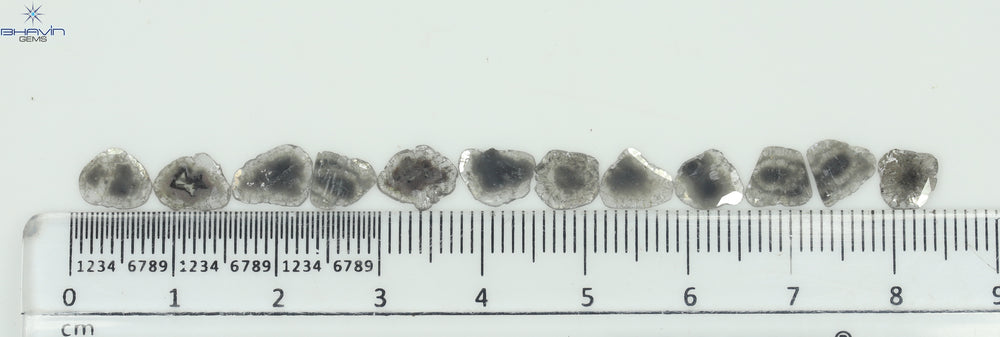 4.05 CT/12 Pcs Slice Shape Natural Diamond Salt And Pepper Color I3 Clarity (8.26 MM)