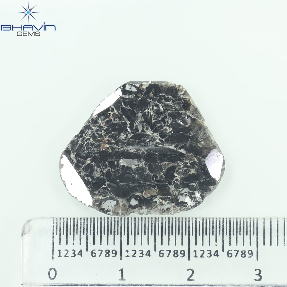 8.36 CT Slice Shape Natural Diamond Salt And Pepper Color I3 Clarity (25.00 MM)