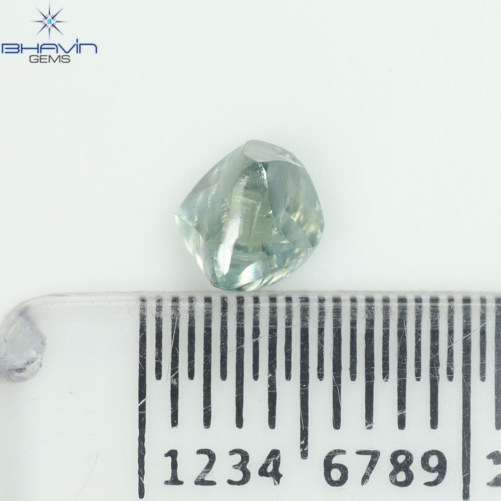 0.57 CT, Rough Shape, Natural Diamond, Greenish Blue Color, VS2 Clarity (4.54 MM)