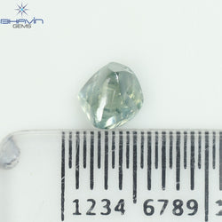 0.57 CT, Rough Shape, Natural Diamond, Greenish Blue Color, VS2 Clarity (4.54 MM)