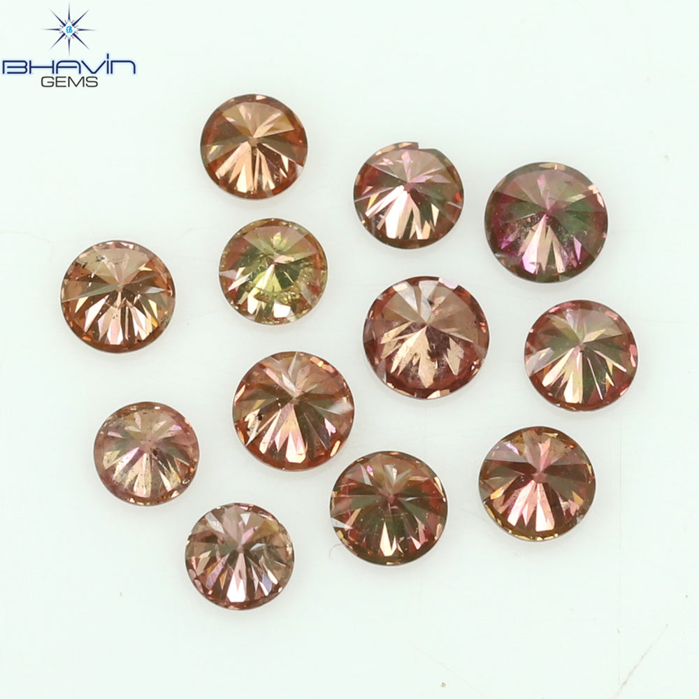 0.44 CT/12 ピース ラウンド シェイプ ナチュラル ルース ダイヤモンド ピンク カラー VS-SI クラリティ (2.25 MM)